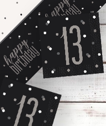 Black Glitz 13th Birthday Party Supplies | Balloon | Decoration | Pack
